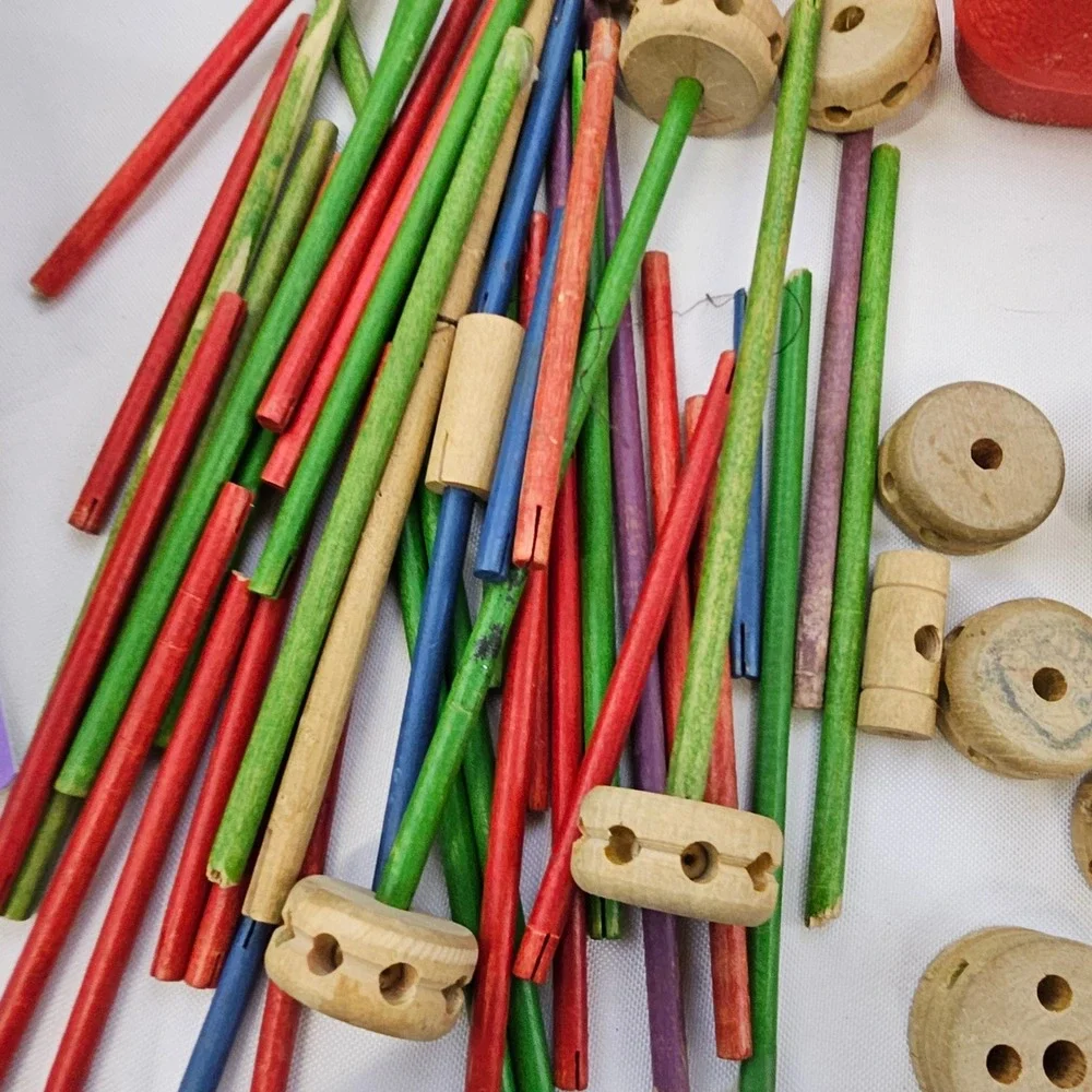 Vintage TinkerToy Wooden Building Set‎ Mixed Lot 1985 Lego Systems w Lego Case
